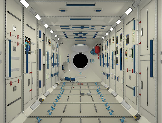 余隋怀主持了国家载人航天领域重大工程的工业设计项目，图为载人航天空间站实验舱工业设计与人机工效仿真。